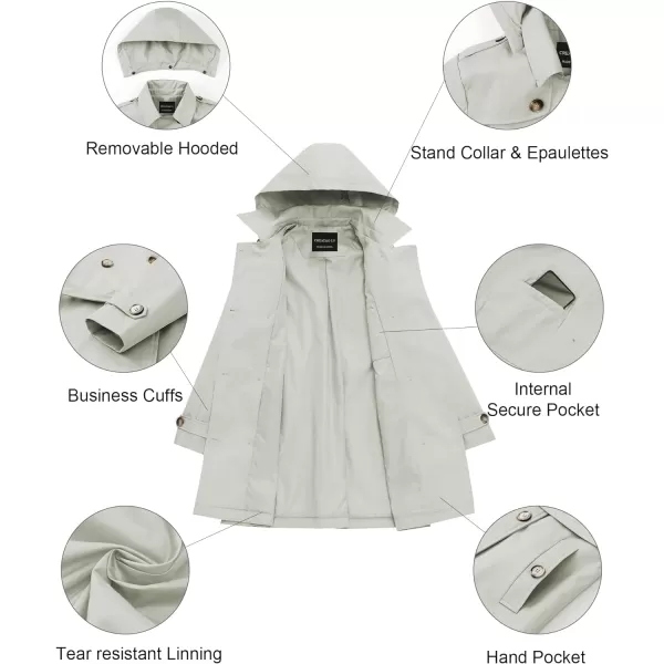 CREATMO US Womens Trench Coat DoubleBreasted Classic Lapel Overcoat Belted Slim Outerwear Coat with Detachable HoodOffwhite