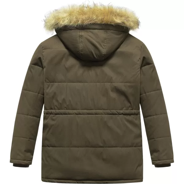 CREATMO US Mens Big and Tall Winter Coat Waterprpoof Long Puffer Jacket Thicken Parka with Removable Fur HoodedBrown