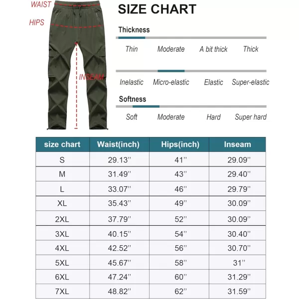 CREATMO US Mens Cargo Hiking Pants Quick Dry Lightweight Golf Athletic JoggerArmy Green