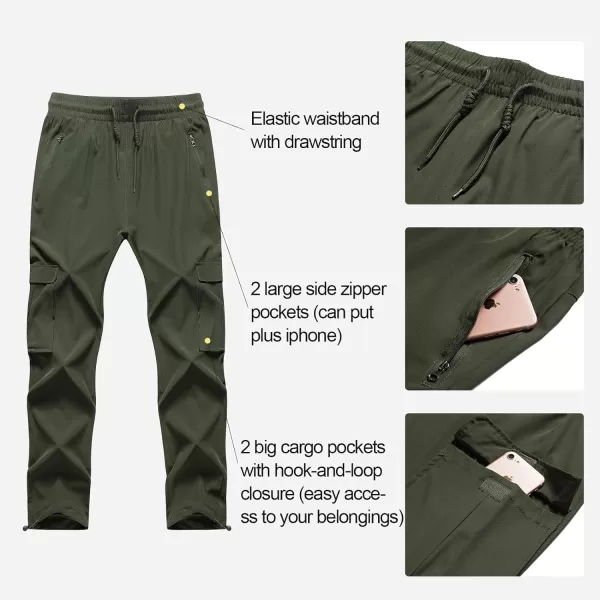 CREATMO US Mens Cargo Hiking Pants Quick Dry Lightweight Golf Athletic JoggerArmy Green