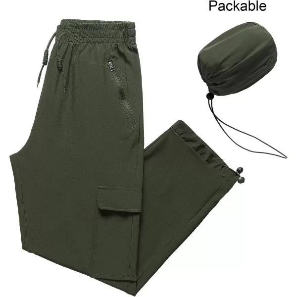 CREATMO US Mens Cargo Hiking Pants Quick Dry Lightweight Golf Athletic JoggerArmy Green