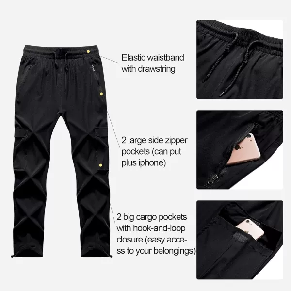 CREATMO US Mens Cargo Hiking Pants Quick Dry Lightweight Golf Athletic JoggerBlack