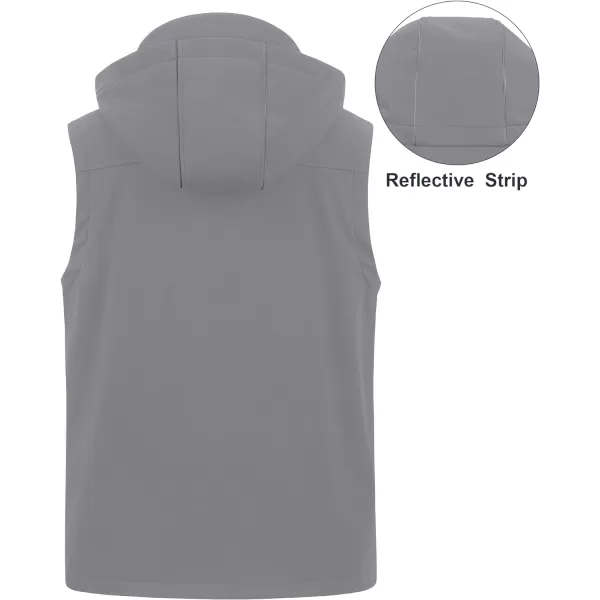 CREATMO US Mens Casual Lightweight Warm Thin Outerwear Vest Windbreaker Sleeveless Jacket With Removable HoodLight Grey