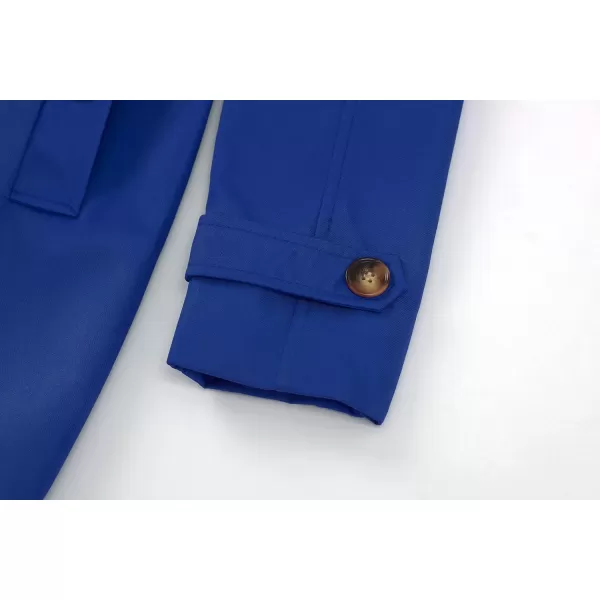 CREATMO US Womens Long Trench Coat DoubleBreasted Classic Lapel Overcoat Belted Slim Outerwear Coat with Detachable HoodRoyal Blue