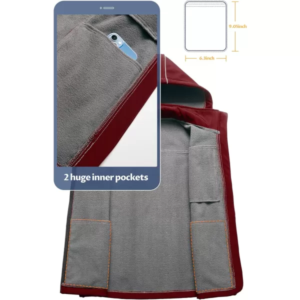 CREATMO US Womens Lightweight Softshell Vest Outerwear Windbreaker Sleeveless Jacket With Removable HoodBurgundy