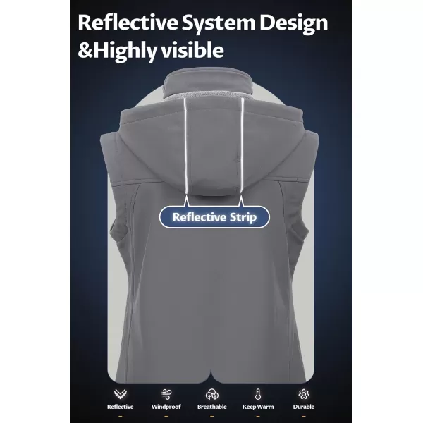 CREATMO US Womens Lightweight Softshell Vest Outerwear Windbreaker Sleeveless Jacket With Removable HoodLight Grey