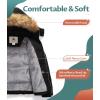 imageCREATMO US Girls Kids Metallic Shiny Jacket with Detachable Fur Collar Warmth Winter OuterwearBlack