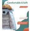 imageCREATMO US Girls Kids Metallic Shiny Jacket with Detachable Fur Collar Warmth Winter OuterwearLight Blue