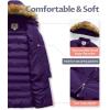 imageCREATMO US Womens Long Winter Faux Fur Coat Puffer Warm Jacket with Detachable HoodPurple