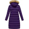 imageCREATMO US Womens Long Winter Faux Fur Coat Puffer Warm Jacket with Detachable HoodPurple