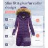 imageCREATMO US Womens Long Winter Faux Fur Coat Puffer Warm Jacket with Detachable HoodPurple