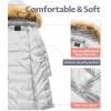 imageCREATMO US Womens Long Winter Faux Fur Coat Puffer Warm Jacket with Detachable HoodShine Silver