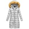 imageCREATMO US Womens Long Winter Faux Fur Coat Puffer Warm Jacket with Detachable HoodShine Silver