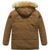 imageCREATMO US Mens Big and Tall Winter Coat Waterprpoof Long Puffer Jacket Thicken Parka with Removable Fur HoodedLight Brown