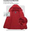 imageCREATMO US Mens Big and Tall Winter Puffer Jacket Waterproof Bubble Coat Puffy Ski Parka With HoodRed