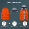 imageCREATMO US Mens Outdoor Winter Vest Outerwear Removable Hooded Padded Puffer Sleeveless VestOrange