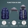 imageCREATMO US Mens Outdoor Winter Vest Outerwear Removable Hooded Padded Puffer Sleeveless VestShine Navy
