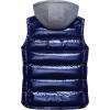 imageCREATMO US Mens Outdoor Winter Vest Outerwear Removable Hooded Padded Puffer Sleeveless VestShine Navy