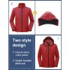 imageCREATMO US Mens Softshell Military Jacket With Removable Hood Fleece Lined and Water Repellent Outdoor Reflective CoatRed