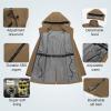 imageCREATMO US Womens Lightweight Waterproof Long Softshell Tactical Jacket Fleece Lined WindbreakerBrown