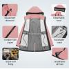 imageCREATMO US Womens Lightweight Waterproof Long Softshell Tactical Jacket Fleece Lined WindbreakerPink
