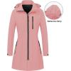 imageCREATMO US Womens Lightweight Waterproof Long Softshell Tactical Jacket Fleece Lined WindbreakerPink