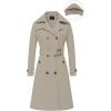 imageCREATMO US Womens Long Trench Coat DoubleBreasted Classic Lapel Overcoat Belted Slim Outerwear Coat with Detachable HoodApricot
