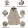 imageCREATMO US Womens Long Trench Coat DoubleBreasted Classic Lapel Overcoat Belted Slim Outerwear Coat with Detachable HoodApricot