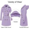 imageCREATMO US Womens Long Trench Coat DoubleBreasted Classic Lapel Overcoat Belted Slim Outerwear Coat with Detachable HoodLight Purple