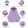 imageCREATMO US Womens Long Trench Coat DoubleBreasted Classic Lapel Overcoat Belted Slim Outerwear Coat with Detachable HoodLight Purple