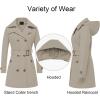 imageCREATMO US Womens Trench Coat DoubleBreasted Classic Lapel Overcoat Belted Slim Outerwear Coat with Detachable HoodApricot