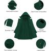 imageCREATMO US Womens Trench Coat DoubleBreasted Classic Lapel Overcoat Belted Slim Outerwear Coat with Detachable HoodDark Green
