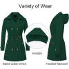 imageCREATMO US Womens Trench Coat DoubleBreasted Classic Lapel Overcoat Belted Slim Outerwear Coat with Detachable HoodDark Green