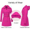 imageCREATMO US Womens Trench Coat DoubleBreasted Classic Lapel Overcoat Belted Slim Outerwear Coat with Detachable HoodRose Red