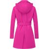imageCREATMO US Womens Trench Coat DoubleBreasted Classic Lapel Overcoat Belted Slim Outerwear Coat with Detachable HoodRose Red