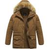 imageCREATMO US Mens Big and Tall Winter Coat Waterprpoof Long Puffer Jacket Thicken Parka with Removable Fur HoodedLight Brown