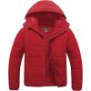 imageCREATMO US Mens Big and Tall Winter Puffer Jacket Waterproof Bubble Coat Puffy Ski Parka With HoodRed