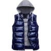 imageCREATMO US Mens Outdoor Winter Vest Outerwear Removable Hooded Padded Puffer Sleeveless VestShine Navy