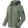 imageCREATMO US Mens Softshell Military Jacket With Removable Hood Fleece Lined and Water Repellent Outdoor Reflective CoatOlive
