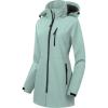 imageCREATMO US Womens Lightweight Waterproof Long Softshell Tactical Jacket Fleece Lined WindbreakerLight Green