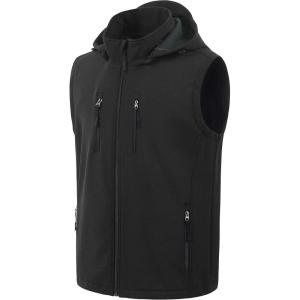 imageCREATMO US Mens Casual Lightweight Warm Thin Outerwear Vest Windbreaker Sleeveless Jacket With Removable HoodGrey
