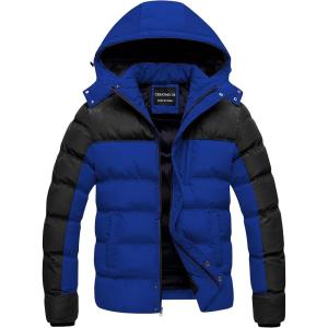 imageCREATMO US Mens Puffer Jacket Waterproof Winter Parka jacket Warm Thicken Ski CoatBlack  Blue