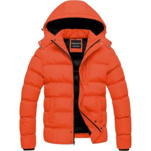 imageCREATMO US Mens Puffer Jacket Waterproof Winter Parka jacket Warm Thicken Ski CoatOrange