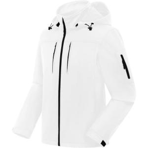 imageCREATMO US Mens Softshell Military Jacket With Removable Hood Fleece Lined and Water Repellent Outdoor Reflective CoatWhite