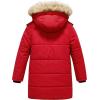 imageCREATMO US Girls Winter Fleece Lined Long Parka Puffer Coat Thicken Ski Jacket With Fur Trim HoodRed