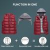 imageCREATMO US Womens Warm Vest Outerwear Thick Padded Puffer Sleeveless Vest With Detachable HoodBurgundy New