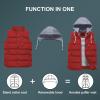 imageCREATMO US Womens Warm Vest Outerwear Thick Padded Puffer Sleeveless Vest With Detachable HoodRed