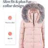 imageCREATMO US Womens Winter Snow Jacket Long Fur Puffer Coat With Removable Faux Fur TrimPink
