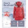 imageCREATMO US Womens Winter Snow Jacket Long Fur Puffer Coat With Removable Faux Fur TrimRed