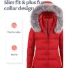 imageCREATMO US Womens Winter Snow Jacket Long Fur Puffer Coat With Removable Faux Fur TrimRed